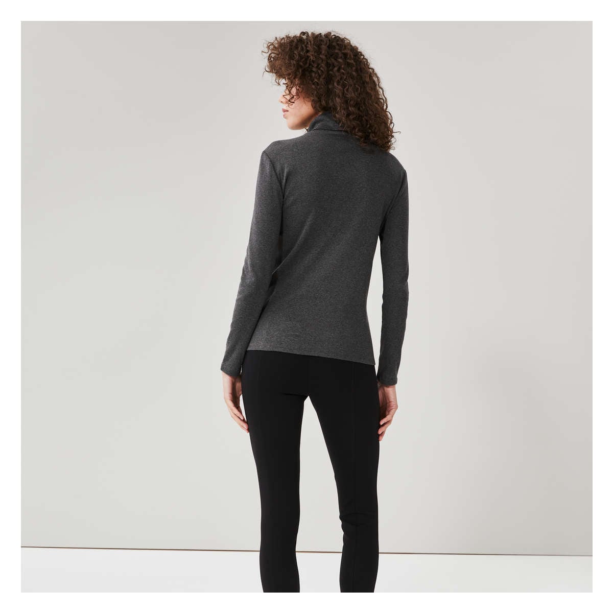 Women s Organic Cotton Turtleneck Dark Charcoal Mix Size M from Joe Fresh